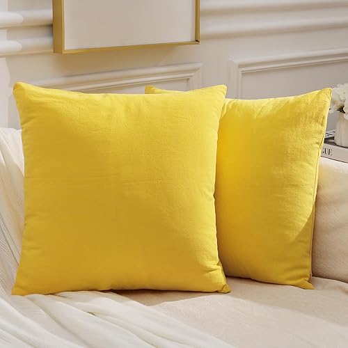 Miniatura 1 de Pallene Juego de 2 fundas de almohada decorativas de lino de arpillera de 18 x 18 pulgadas, fundas de almohada cuadradas sólidas para sofá, cama,