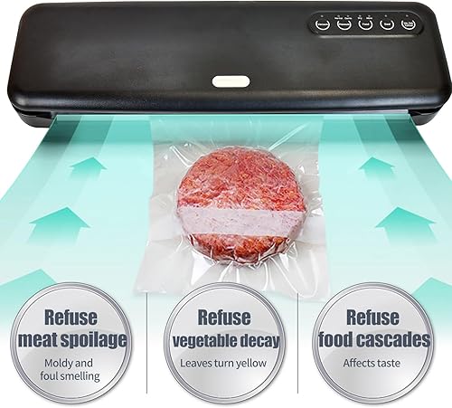 Miniatura 6 de Máquina selladora al vacío, sellador automático compacto de alimentos con sistema de vacío externo, diseño fácil de limpiar, modos de alimentos