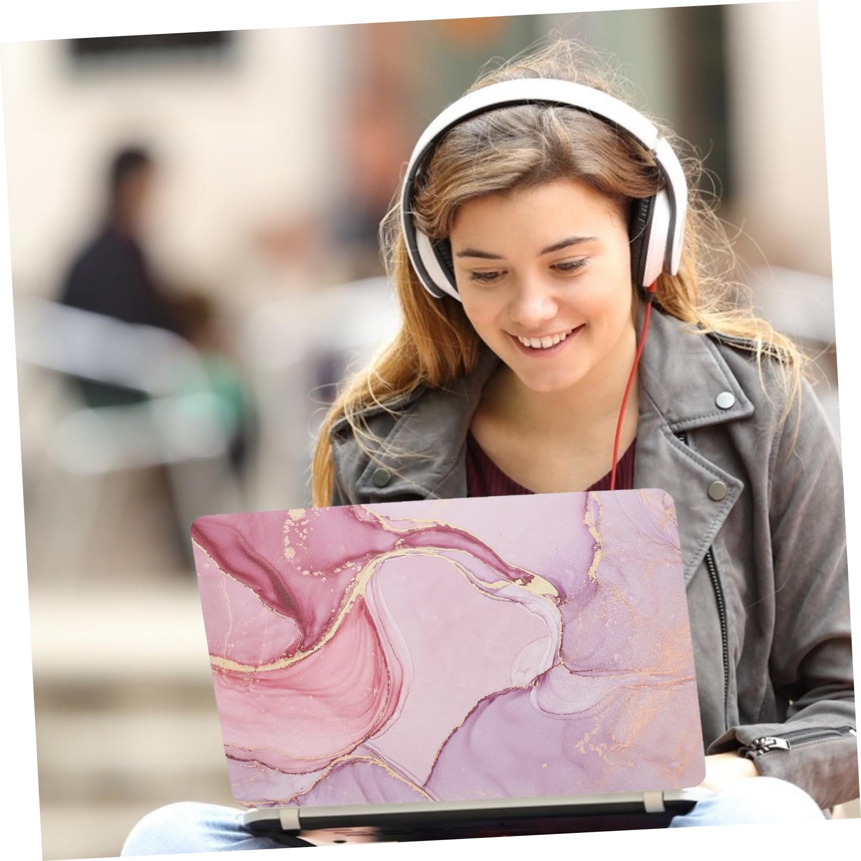 Sewroro 2 Piezas Funda para Portátil de Mármol de Fundas Protectoras Prácticas para Teclado de Portátil Diseño Marmoleado Carcasa de Plástico