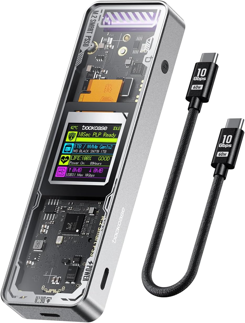 Explorer Edition M.2 NVMe SSD Enclosure,Support 10s PLP Prevents Write Data Loss,USB 3.2 Gen 2 Type-C (10 Gbps), fits NVMe PCIe,Size 2230/2242/2260/2280,Support M-Key B+M Key UASP (Silver)