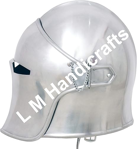 Miniatura 4 de Medeaval Visored Barbuta Templar Crusader Armor Helmet Roman Spartan Silver casco vikingo casco casco de caballero casco espartano medieval armadura