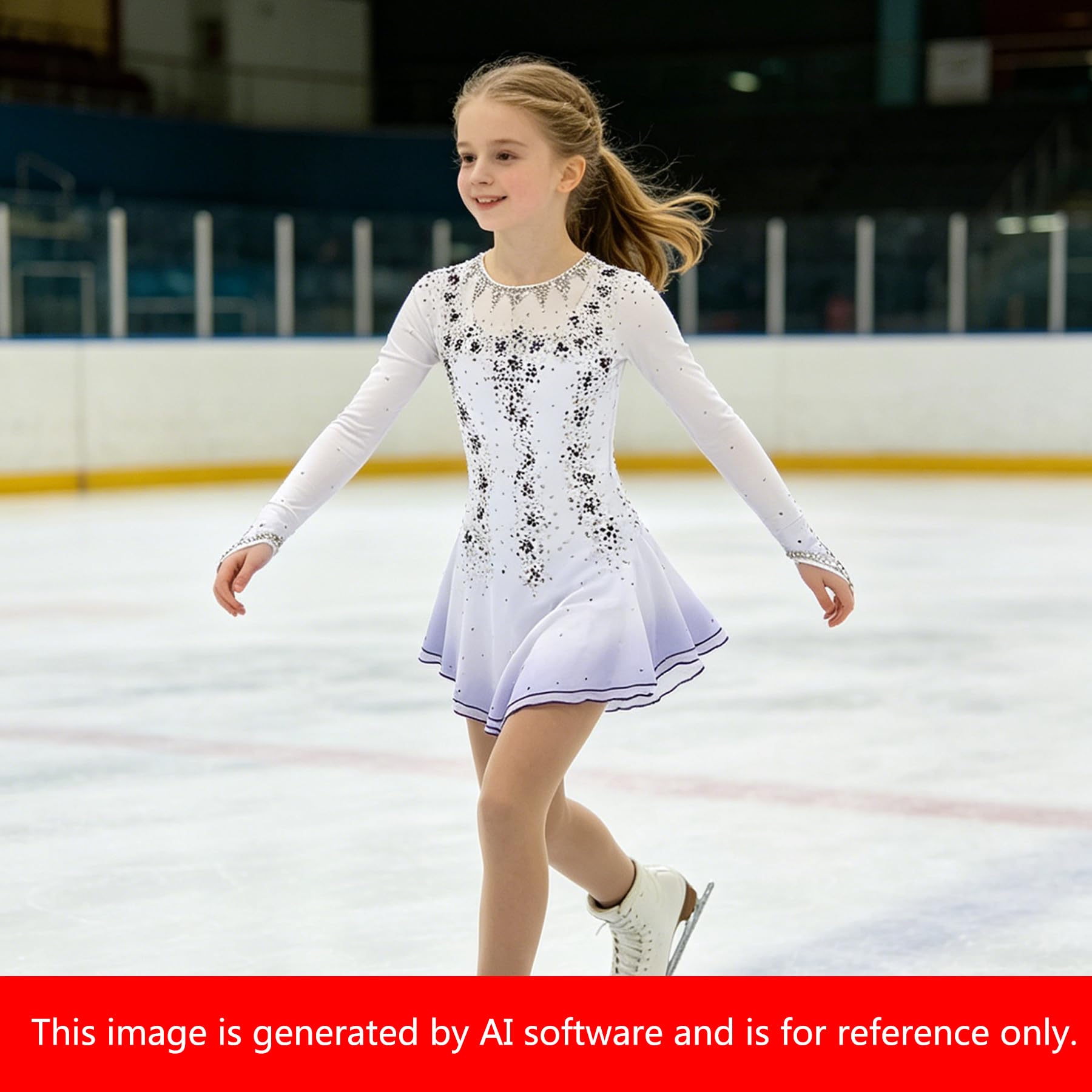 LIUHUO Eislaufkleid, lila-gelb, Halo-färbend, Spandex, handgefertigte Kristalle, langärmelig, Eislauf-Figur