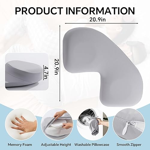 Miniatura 2 de ROYALAY Almohada para acurrucarse, almohada de altura ajustable con agujero para el brazo para adultos, soporte de cuello de espuma viscoelástica