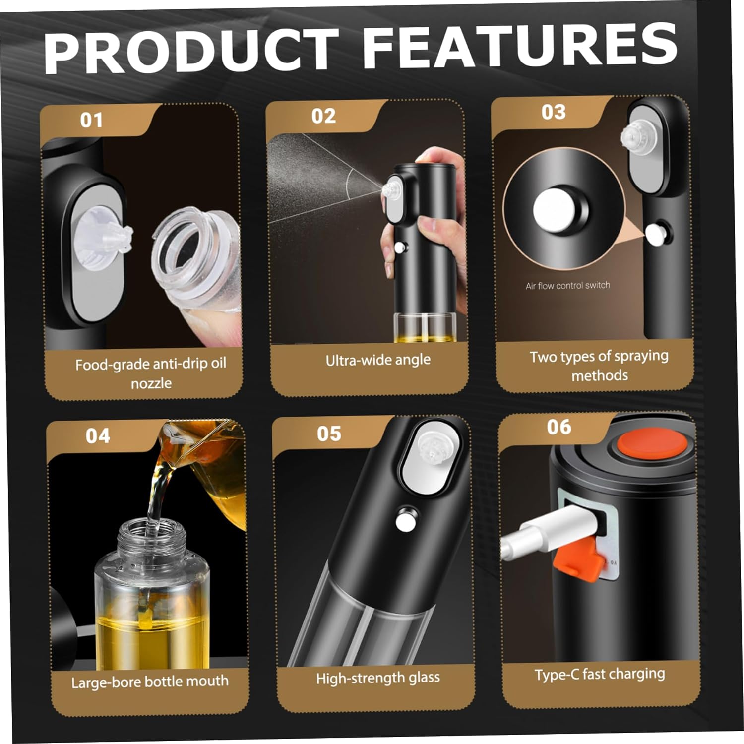 Butter Sprayer, 200ml 2 Modes Continuous Spraying Olive Oil Dispenser Bottle, Detchable Visible Popcorn Butter Dispenser for Air Fryer, Barbecue Oil Sprayer