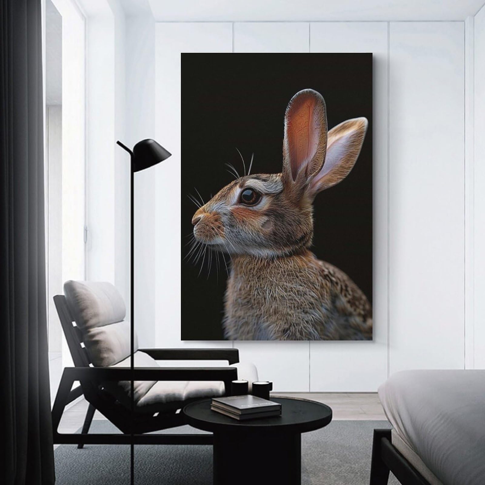 Junmoney Rabbit Canvas Wall Decor 08x12inch(20x30cm), for Workspace Walls, Study Corners Or Bedrooms, Decorative Artwork for Productive Spaces