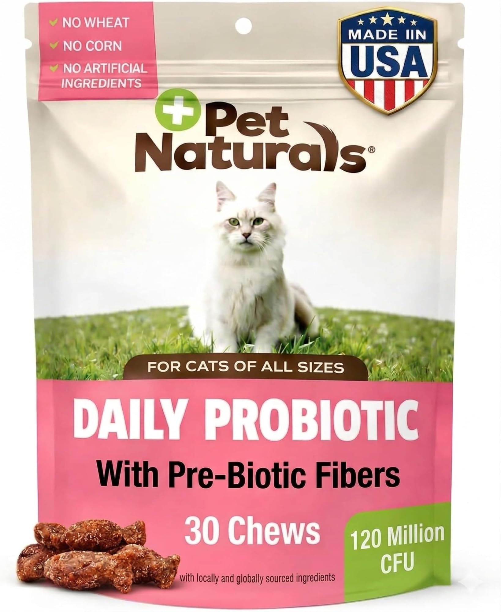 Pet Naturals Daily Probiotic for Cats, 30 Chews - Digestive and Immune Support Supplement for Cats