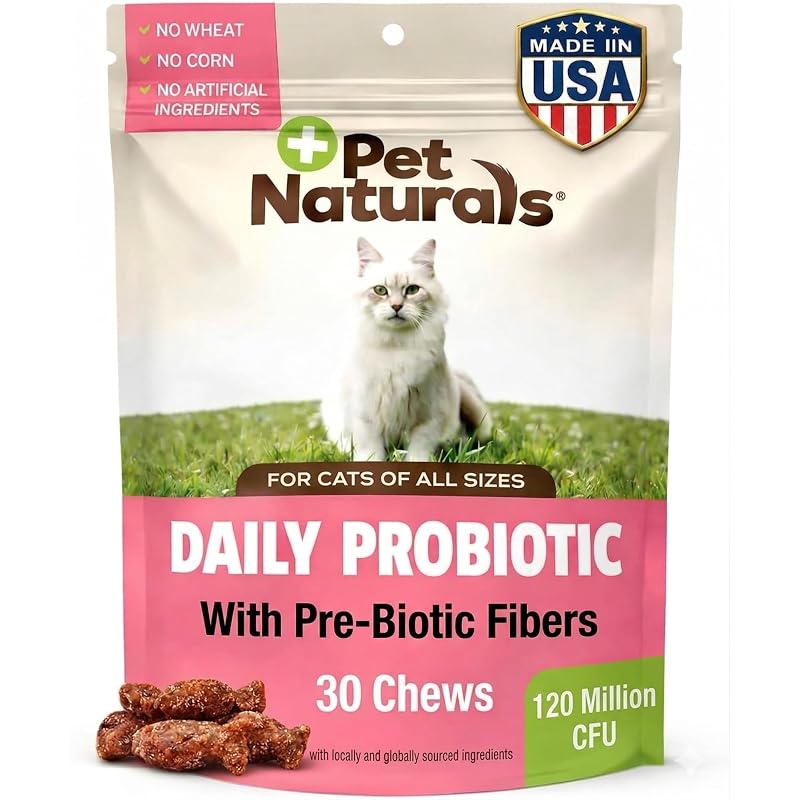 Probiótico para Gatos em Mastigáveis com Sabor de Pato Pet Naturals, 30 Unidades