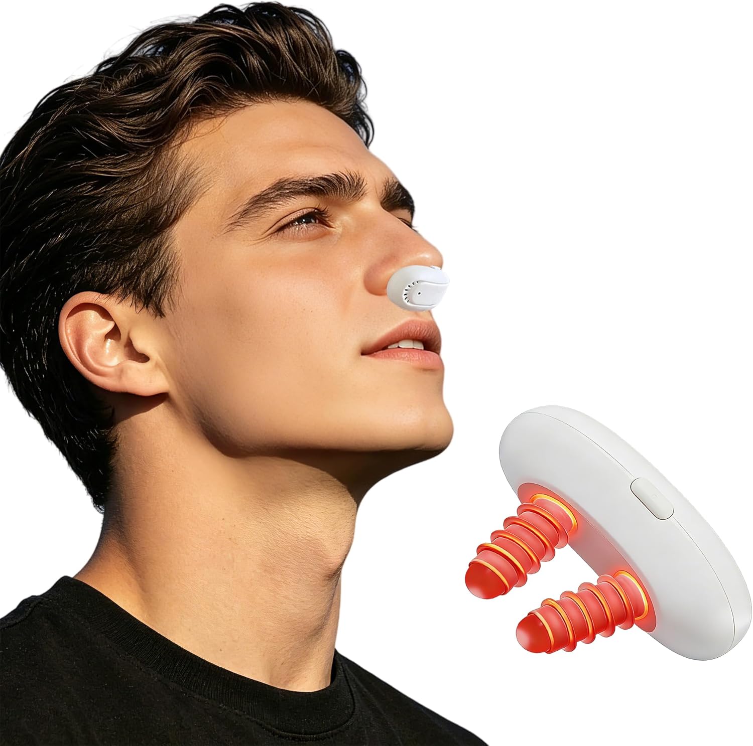Red Light Therapy for Nose,LED Nasal Device for Sinus Relief & Dry Nose Comfort, USB Rechargeable Light Therapy for Nasal Support, Portable Design for Home, Office, and Travel Use,Milk White