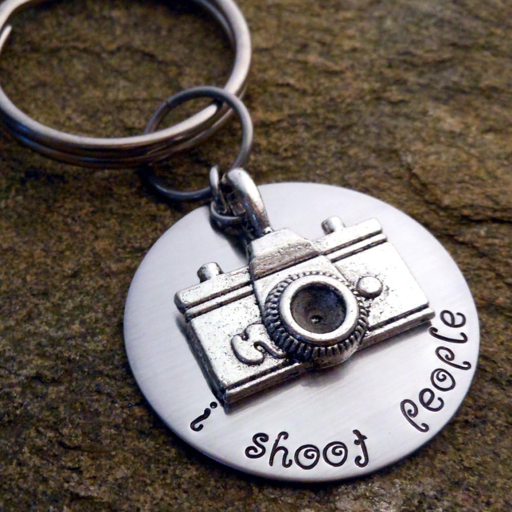 Photographer Gifts I Shoot People Photographer Keychain | Stainless Steel | Your Choice of Quotes and Font