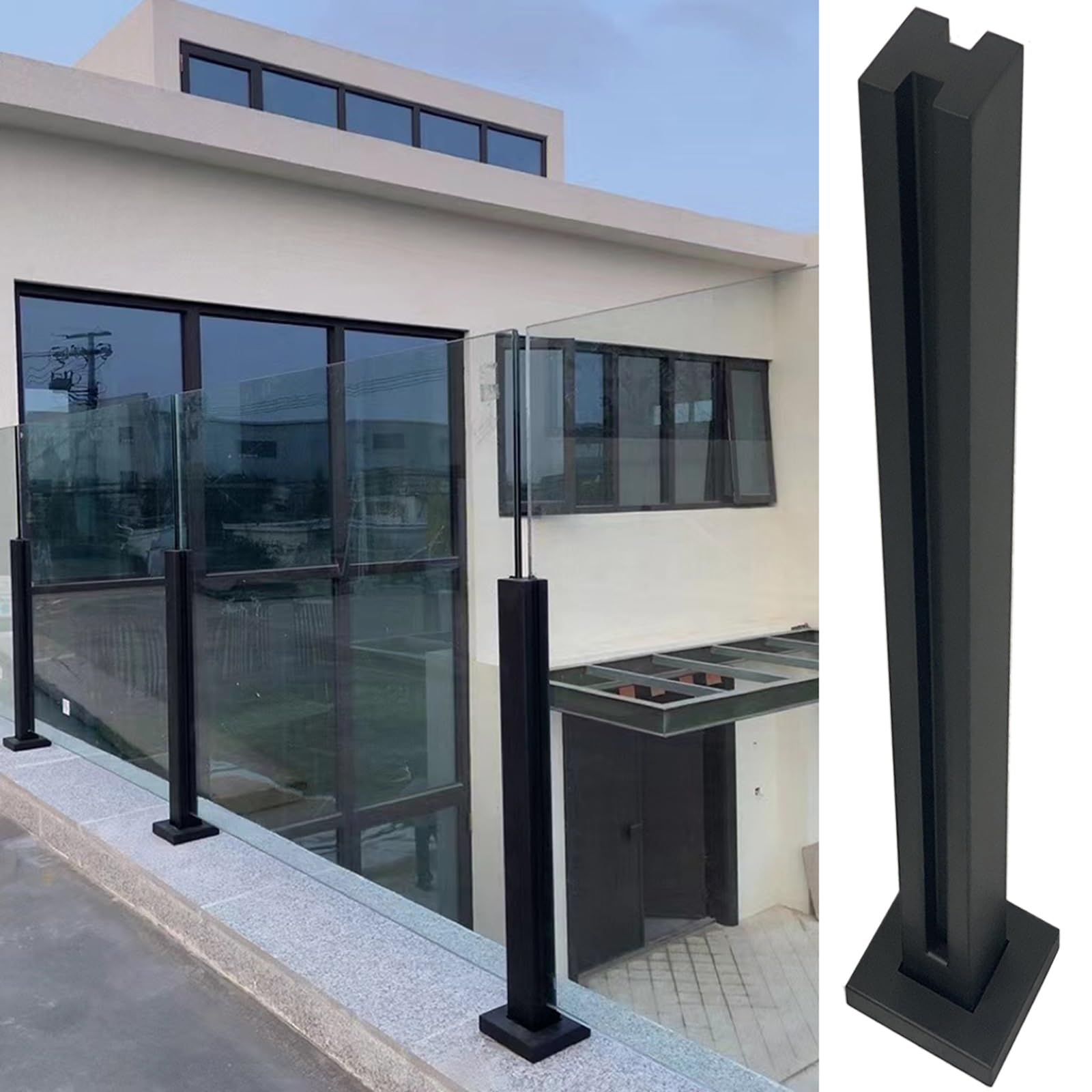 Poteau de balustrade en métal au design épuré pour garde-corps moderne
