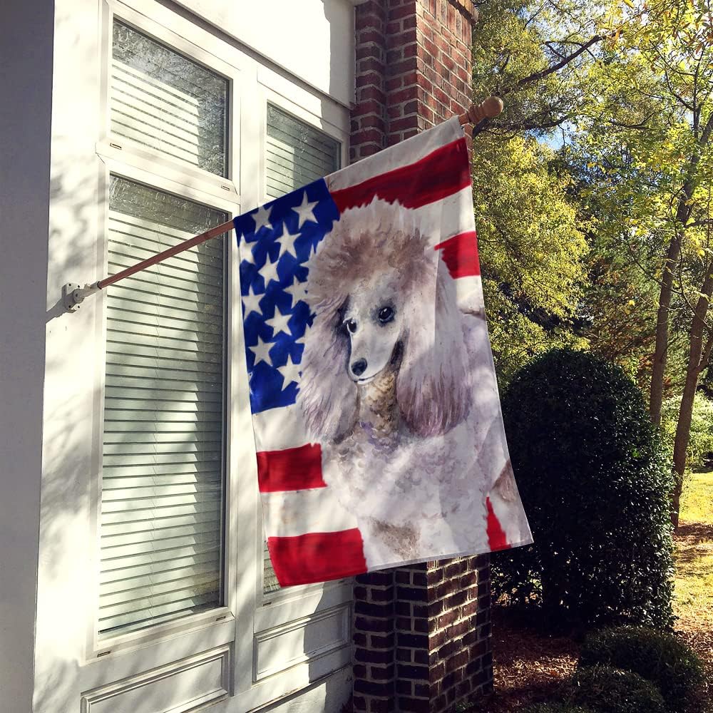 Caroline's Treasures BB9665CHF Poodle Patriotic House Flag Large Porch Sleeve Pole Decorative Outside Yard Banner Artwork Wall Hanging, Polyester, House Size, Multicolor