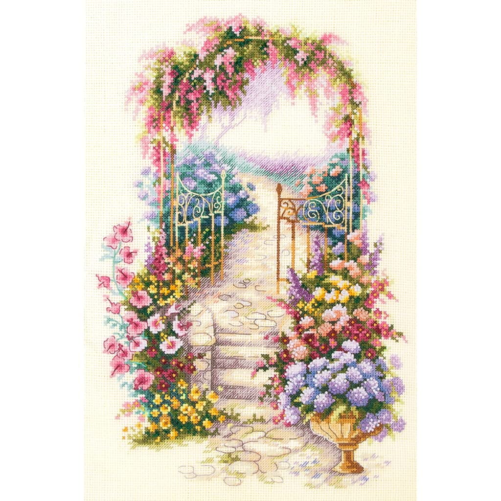 Magic Needle Cream Zweigart Edition Counted Cross Stitch Kit 23 X 34 Cm Garden Gate