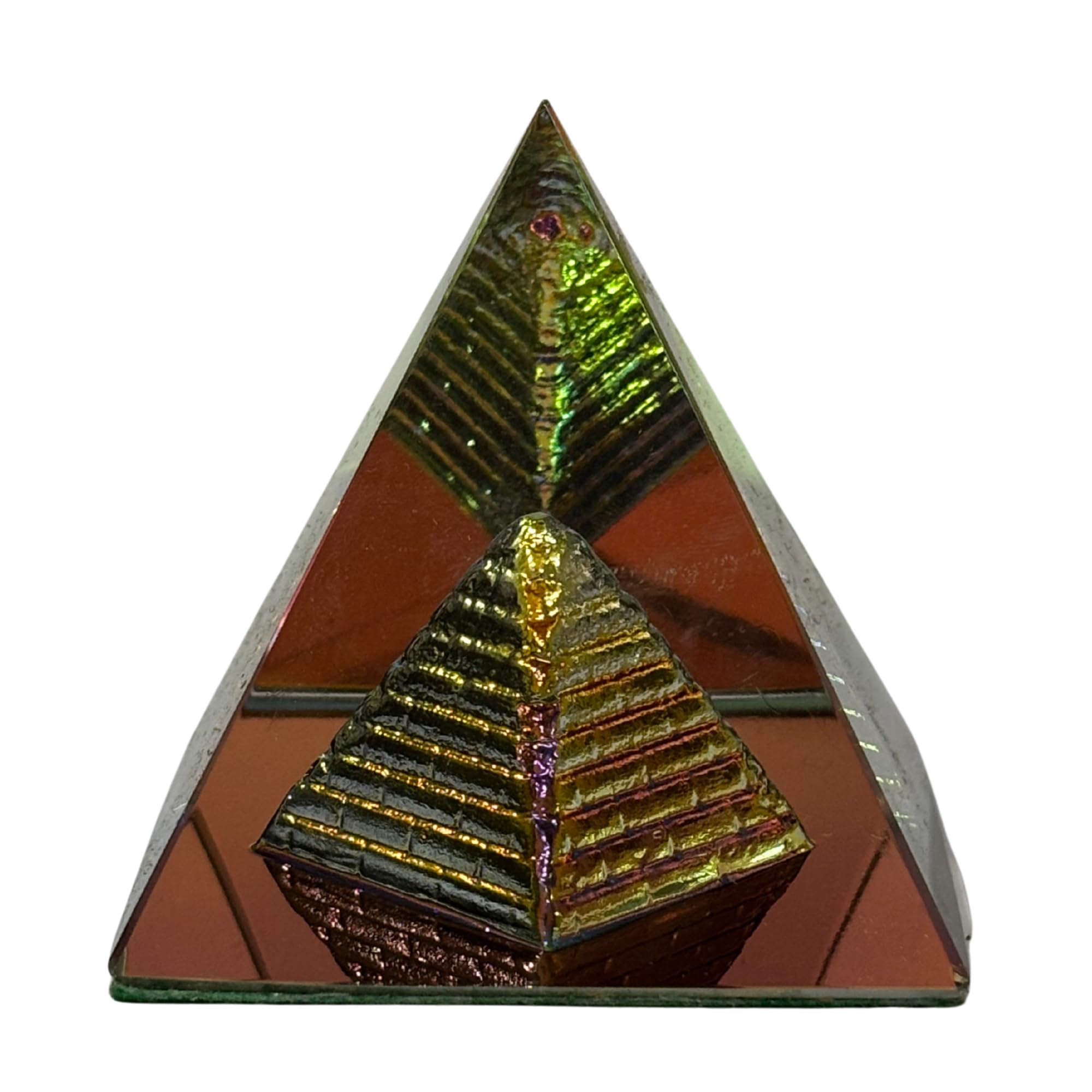 EDZZEL Crystal Pyramid Prism with Inner Gold Color Pyramid – Feng Shui Decor for Home & Office
