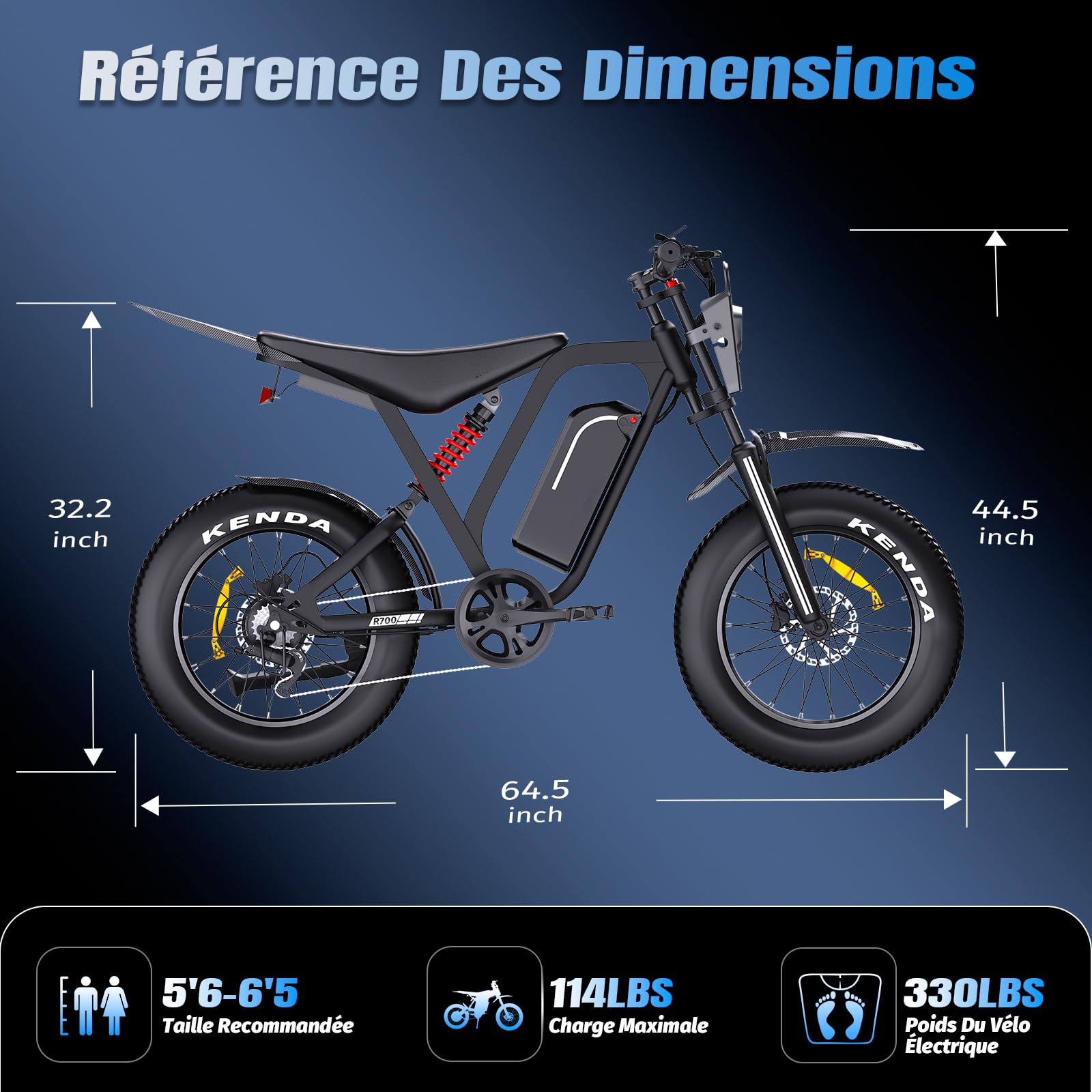 DEEPOWER Vélo Électrique, Batterie Amovible 52V 25Ah, Autonomie 60‑120 KM, E-Bike Pneus Gras 20''×4.0 Tout Terrain, 7 Vitesses, Suspension Complète, Vélo Électrique pour Adultes