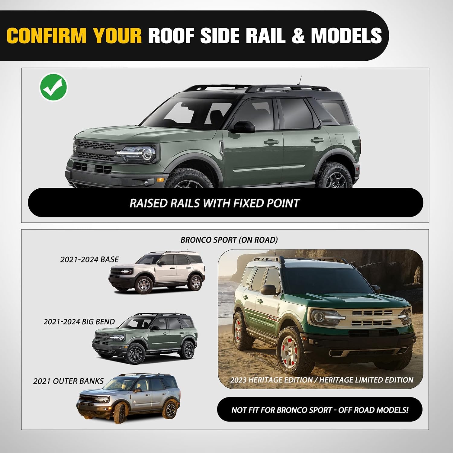 Nilight Roof Rack Cross Bars Fit for Ford Bronco Sport On Road Base Big Bend 2021 2022 2023 2024, Adjustable Aluminum Less Wind Noise Car Crossbars for Cargo Carrier Luggage Kayak Tent Snowboard