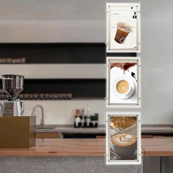 AngelcityCC 3PCS A3 Portrait Real Estate Window Advertising Display Hanging Light Box Frame Acrylic Frame Sign Holder