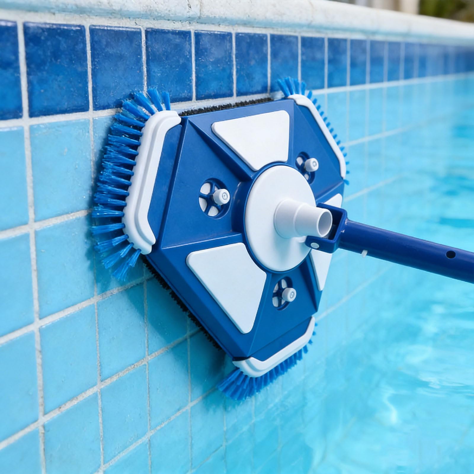 Cabezal de aspiradora fuerte para piscina con 3 cepillos de esquina y 15 cepillos de base que se conecta a manguera de 1.5 pulgadas limpiador de piscina