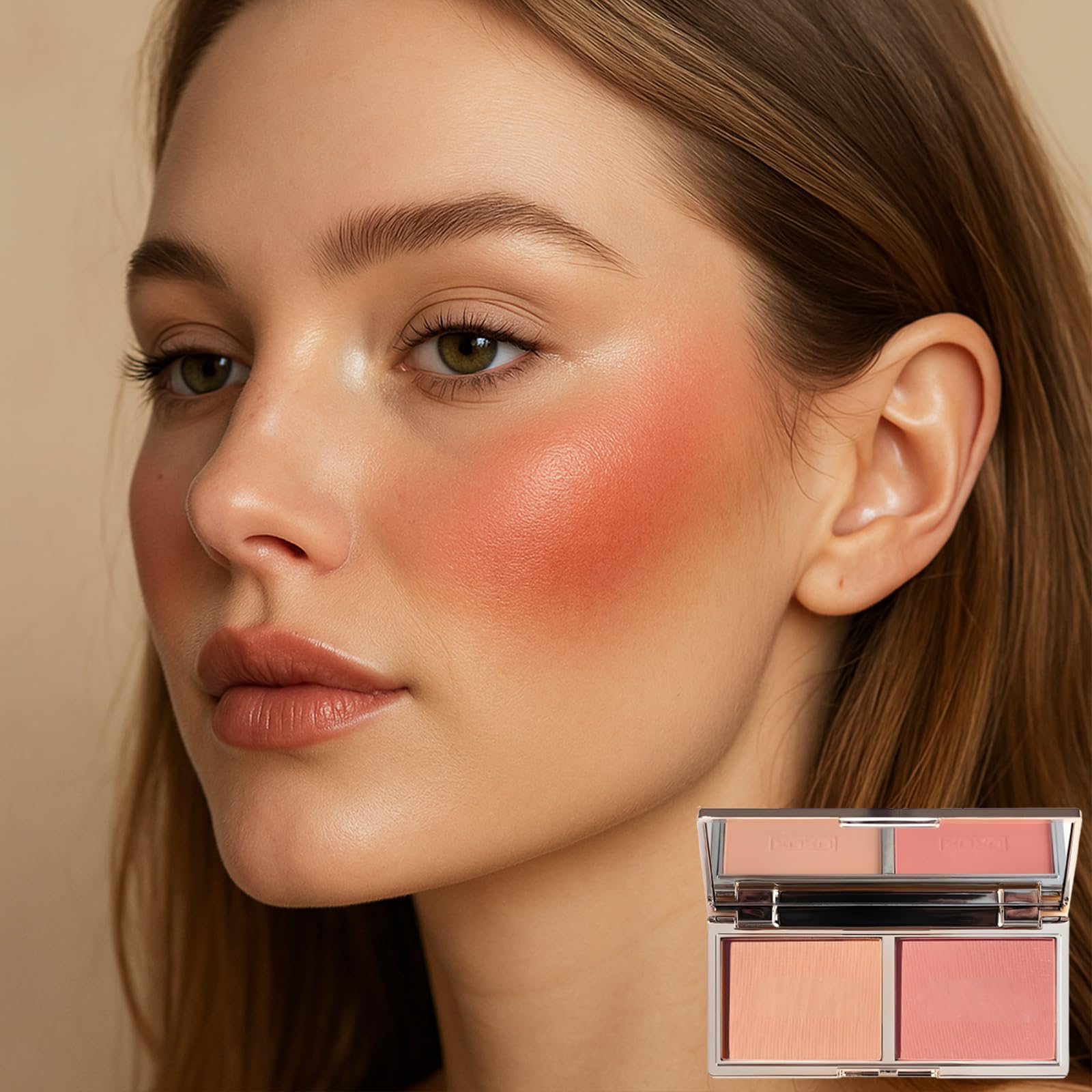 2-in-1 Blush Palette with Mirror and Brush - Image 2