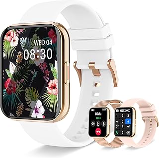 Iaret Women’s Smart Watch, 1.85 Inch Smartwatch with Calls, 3 Straps, Bracelet Activity Sports Watch 100 Modes, Female Fun…