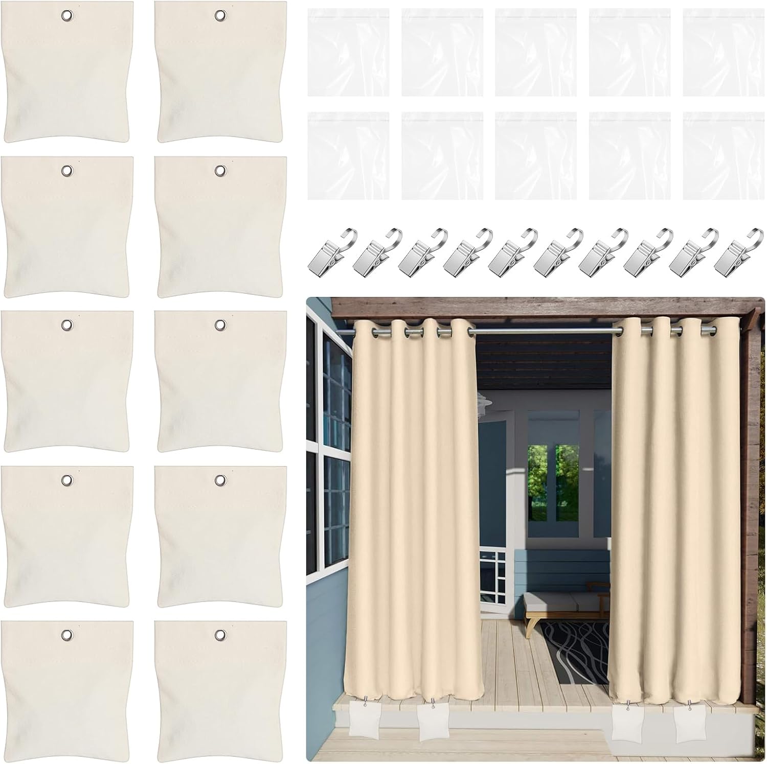 Amazon.com : Ahzemepinyo 10 Pack Outdoor Curtain Weights Curtain ...