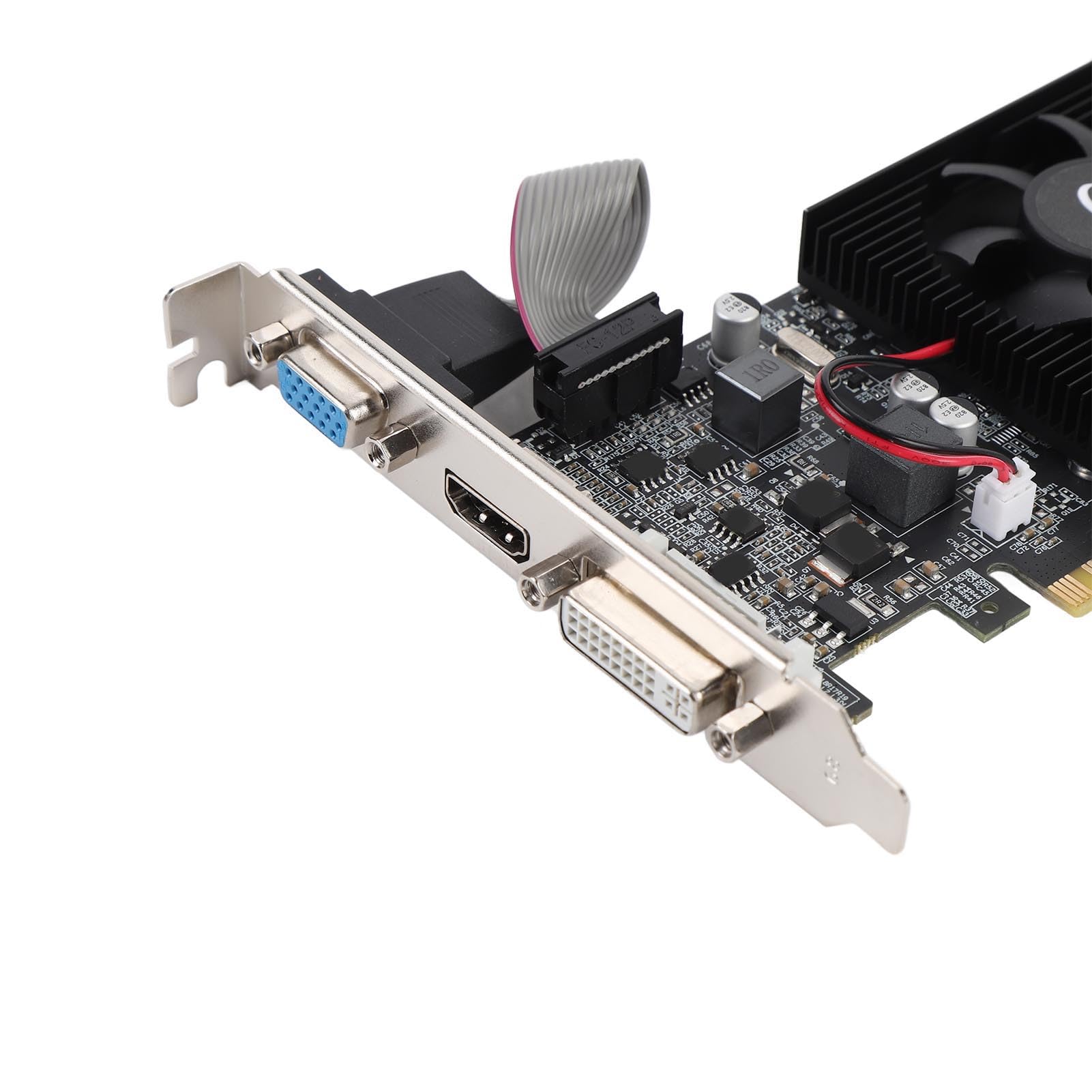 Sxhlseller PCI Express 2.0 Karta Graficzna 1 GB DDR3 64 -bitowa - 500 MHz Core, pamięć 589 MHz, Wyjście VGA DVI HDMI, Karta Wideo o Niskim Szumie do Renderowania Wyświetlacza i Multimedia
