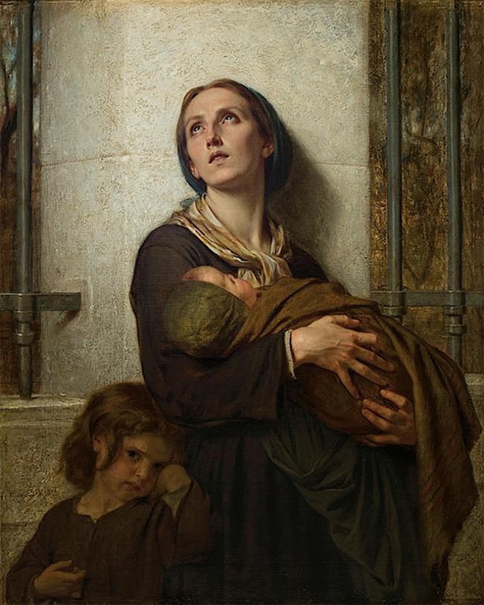 POSTERIIk Vintage Art Print Images Pictures Print the Poor Mother by Hugues Merle Modern Colour Posters for Office Home Decor 60x90cm