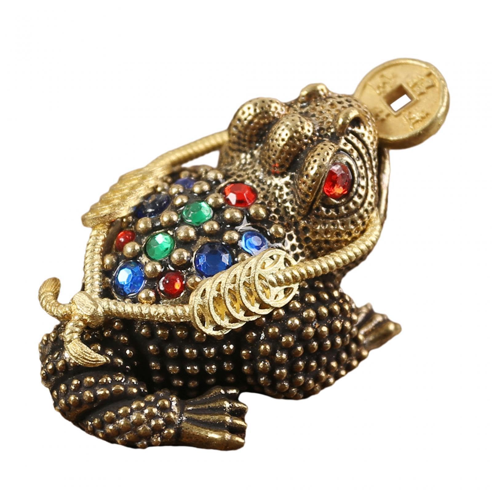 PIXZCSA Retro Luxurious Brass Wealth Fortune Toad For Wealth And Luck Decoration Money Frog Figurine Is Made Of Brass Chinese Lucky Money Frog Statue Crafts