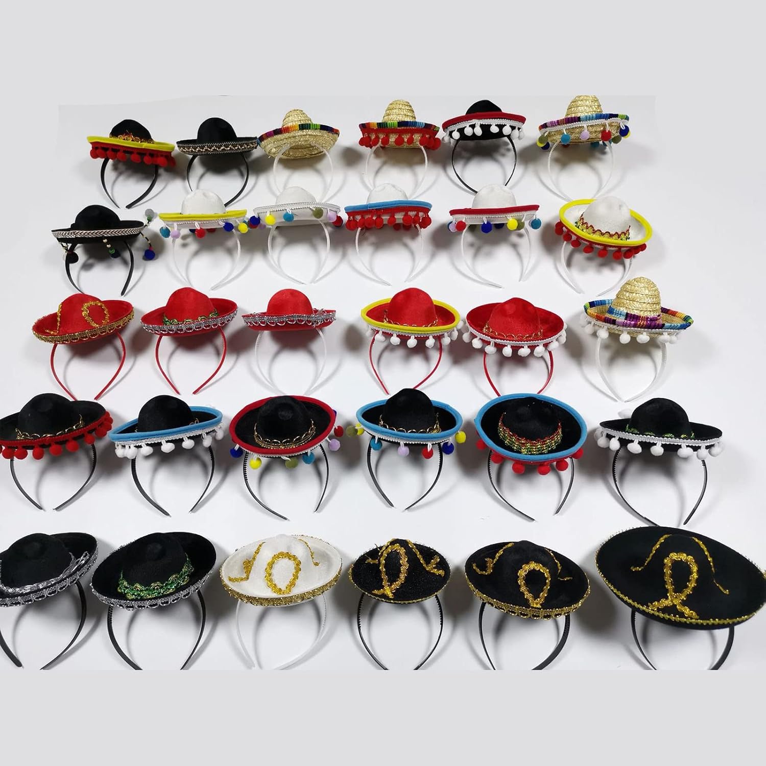 12PCS Cinco De Mayo Fiesta Fabric Straw Sombrero Headbands,Luau Event Photo Props, Mexican Theme Decorations,Party Favors Supplies Costume Fiesta Headbands for Women Girls Pet (12 PCS SET)