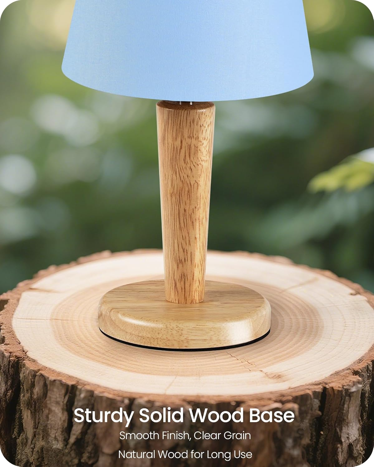 12" Wood Bedside Table Lamps Set of 2, Small Desk Lamps for Small Places, 3 Color Temperatures with Memory, Blue Linen Shade & E26 Bulbs, for Bedroom Living Room Office MU13TLP205