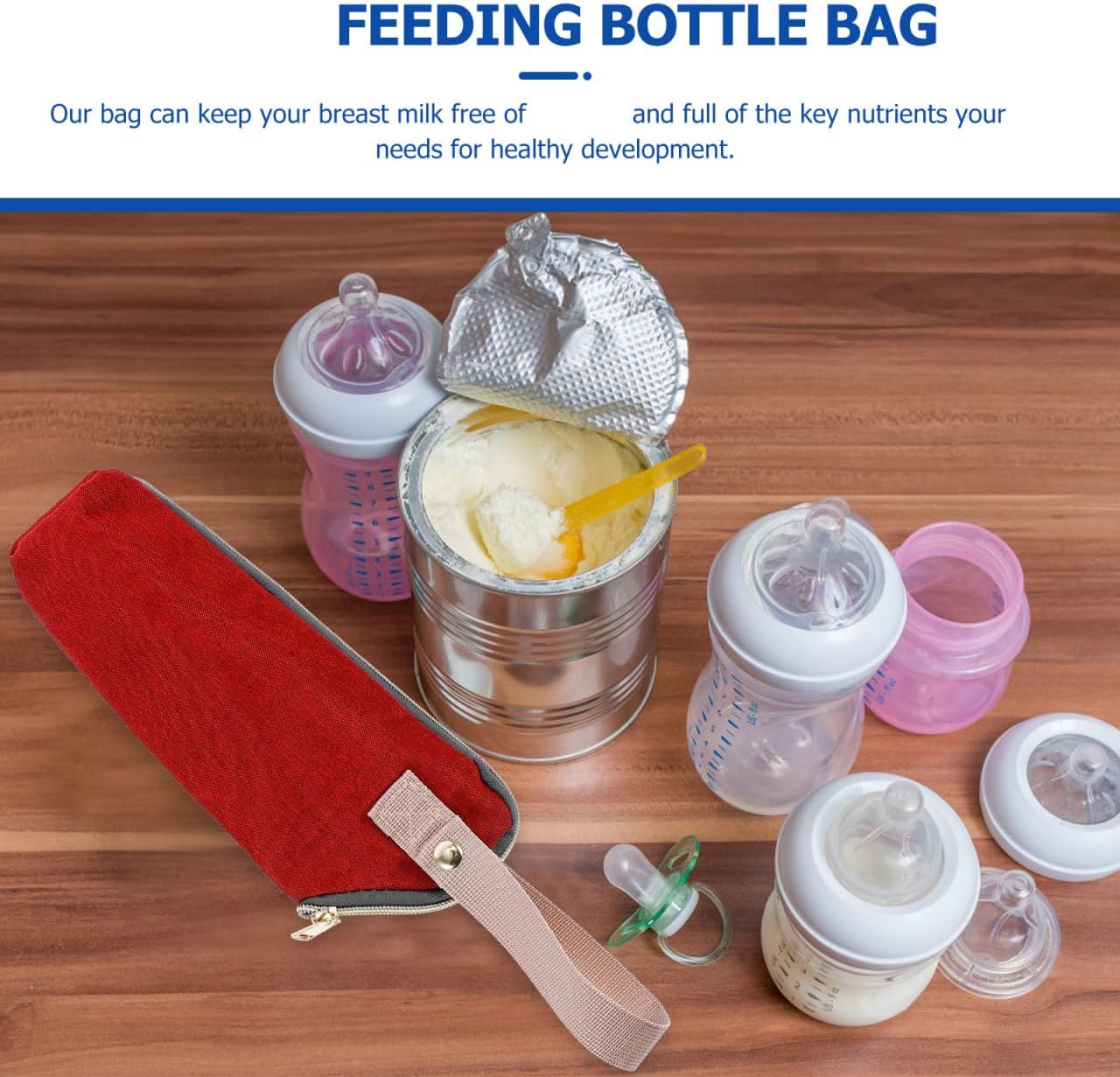 Kisangel Portable Baby Feeding Bottle Warmer Insulated Milk Transport Bag with Stroller Hook Travel Cooler Tote for Breast Milk and Formula Bottles 9.44X6.29X3.14 Inch