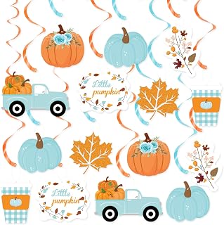 Little Pumpkin Party Hanging Decorations, Boy Little Pumpkin Baby Shower Decoration, Pumpkin Truck Maple Fall Party Hanging Decoration for Fall Baby Shower Pumpkin Birthday Party Decoration