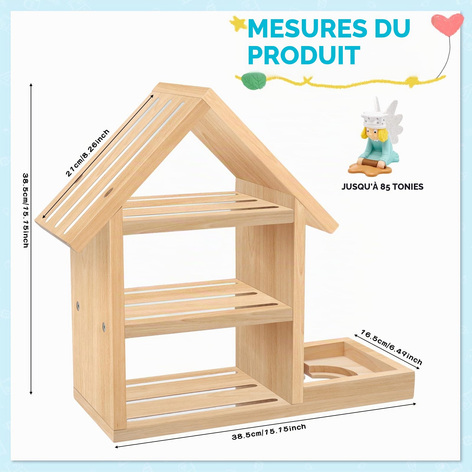 Tonie Étagère pour chambre d'enfant, en forme de maison, pour jusqu'à 85 Toniebox, magnétique, pour Tonie Box et figurines, pour garçons et filles