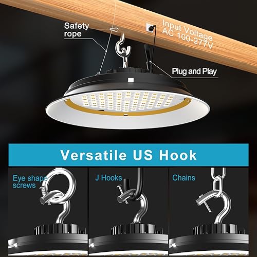 Miniatura 4 de Lightdot Luz LED de alta bahía de 250 W, 5000 K, 37500 lúmenes, luces LED de alta bahía con reflector (disipación avanzada de calor de aluminio puro
