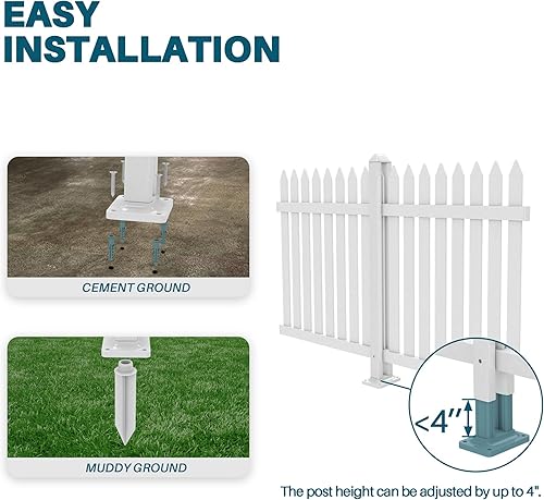 Miniatura 4 de Coarbor 1 juego de valla de vinilo de 84 x 30 pulgadas, valla decorativa de PVC blanco para patio, patio al aire libre, barrera para mascotas, valla