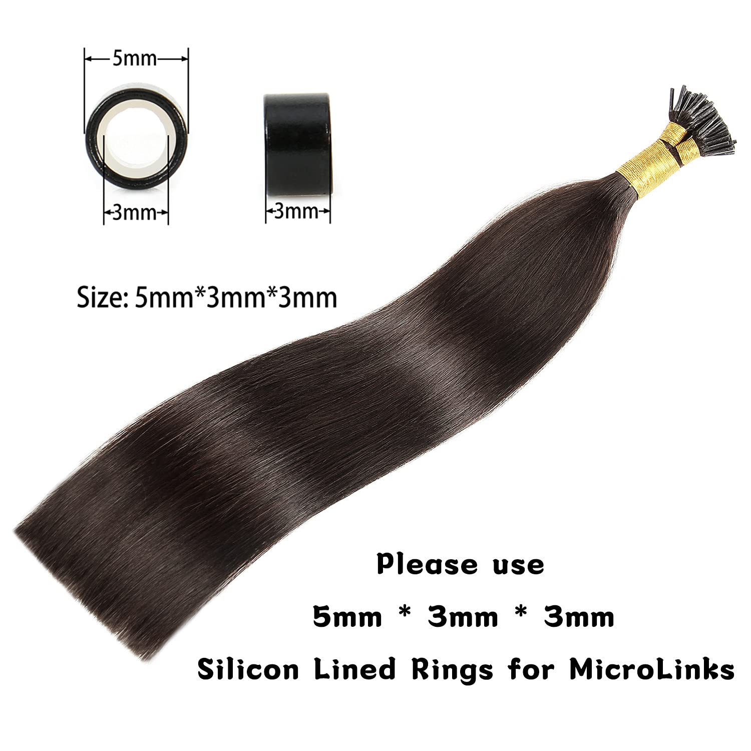 Jiameisi I Tip Hair Extensions Human Hair 18 inch Itip Human Hair Extensions Keratin Real Human Hair Extensions for Women Fit Any Scene #2 Dark Brown 100g Styling Dyeing Straightened Cold Fusion