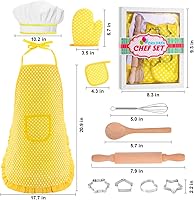 Vista 12 de Regalos para niñas de 2 a 8 años, juego de disfraz de chef para niñas, delantal para niñas, regalos de cumpleaños, Navidad, relleno de calcetines