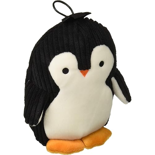 TrustyPup Strong 'N Silent Penguin Silent Squeak Plush Dog Toy, Chew Guard Technology - Black/White, Medium