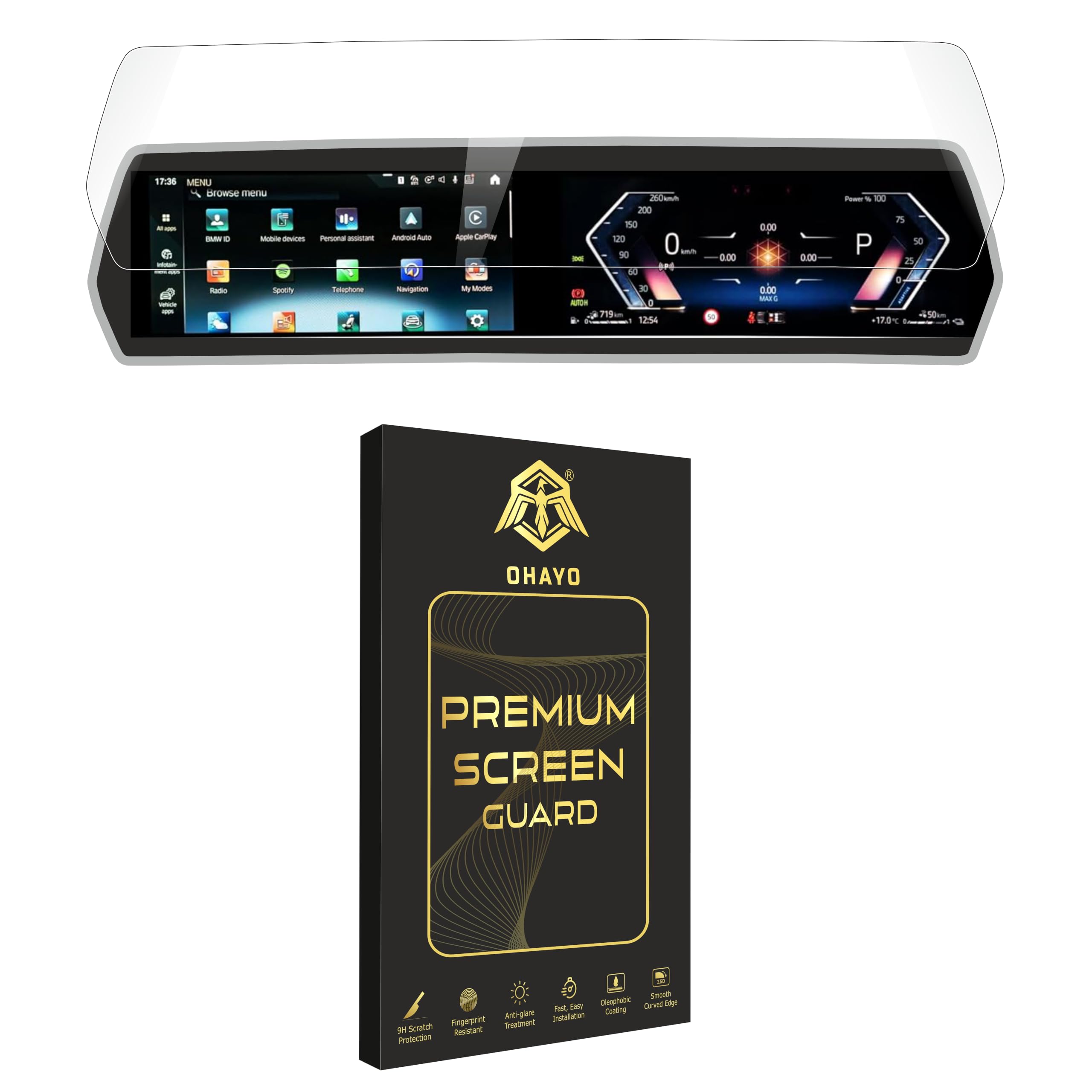 OHAYO Screen Protector for BMW X1 2023 & 2024 | 10.7 Inch Infotainment + 10.25 Inch Instrument Cluster Display Guard | Compatible with xLine & M Sport Variants | 9H Hardness, Scratch Resistant, Military Strength Car Display Protection-image-11