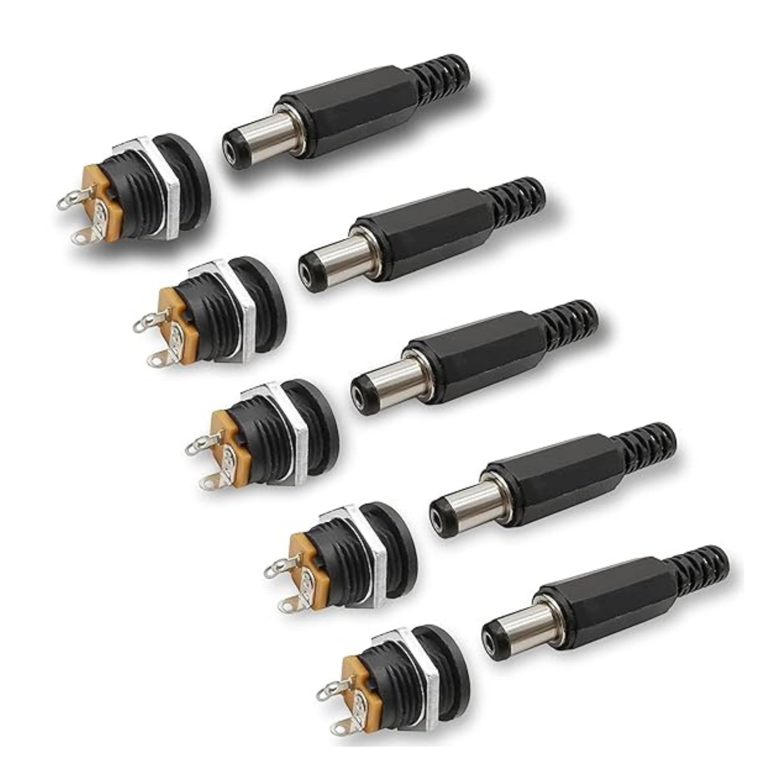 5.5mm x 2.1mm DC Power Connector Male & Female Plug | 12V DC Jack Adapter Socket Combo | CCTV, LED, Router, Arduino, PCB, Laptop, Project Box | DC Barrel Plug & Socket Set for Power Supply(Pair of 5)-image-34