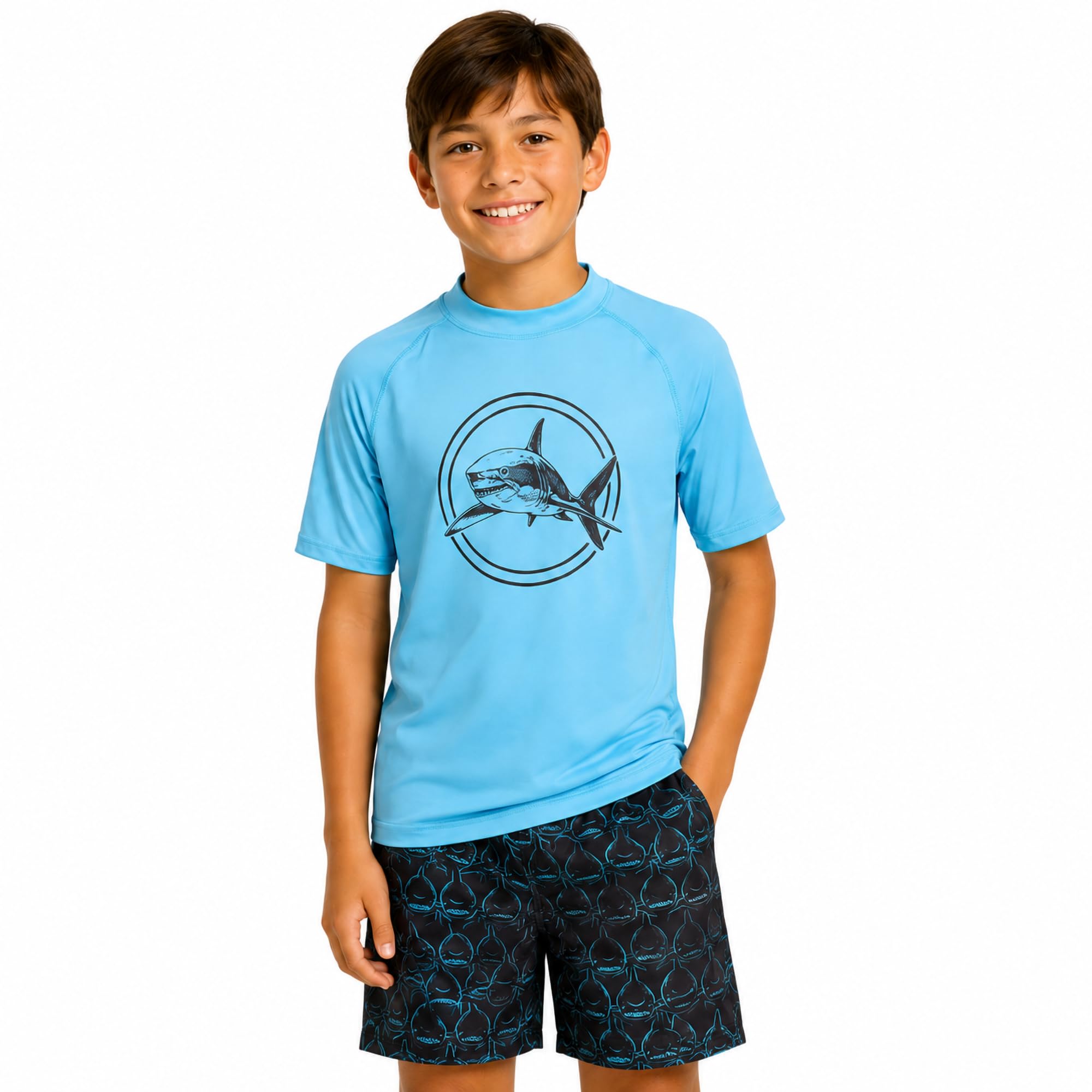 iXtreme Boys 2-Piece Rash Guard Swim Set Short Sleeve Shirt &amp; Trunks