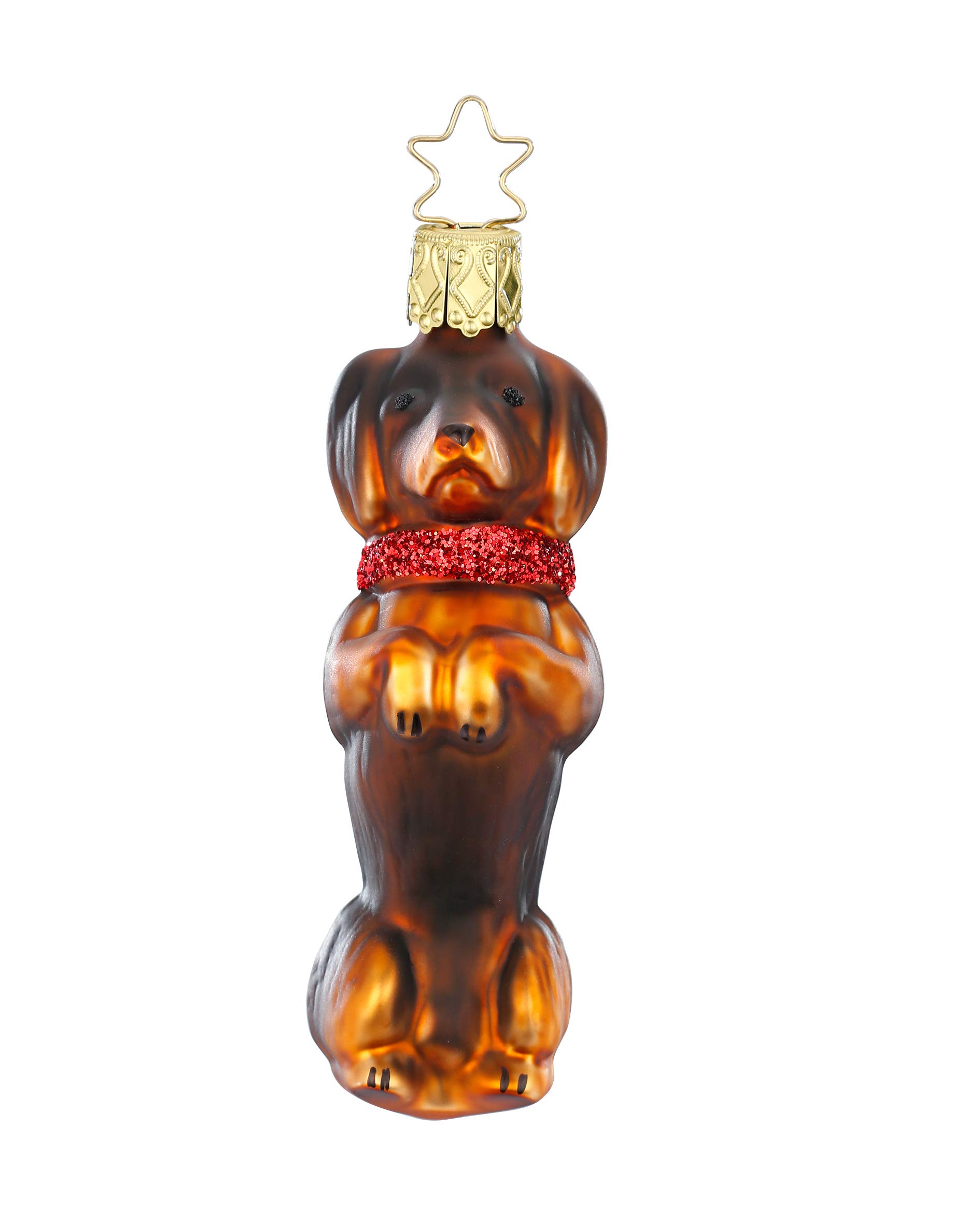 Tigre Inge-Glas® avec couronnes d'étoile : suspension sapin verre 9,5 cm motif animal