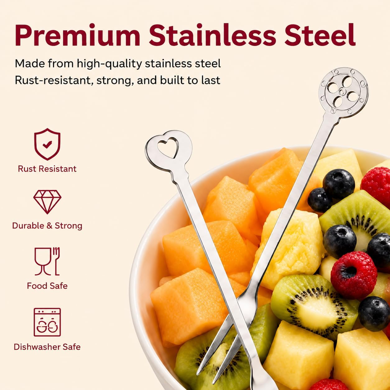 6 Pack 4.84-Inch Stainless Steel Pickle Forks For Appetizers