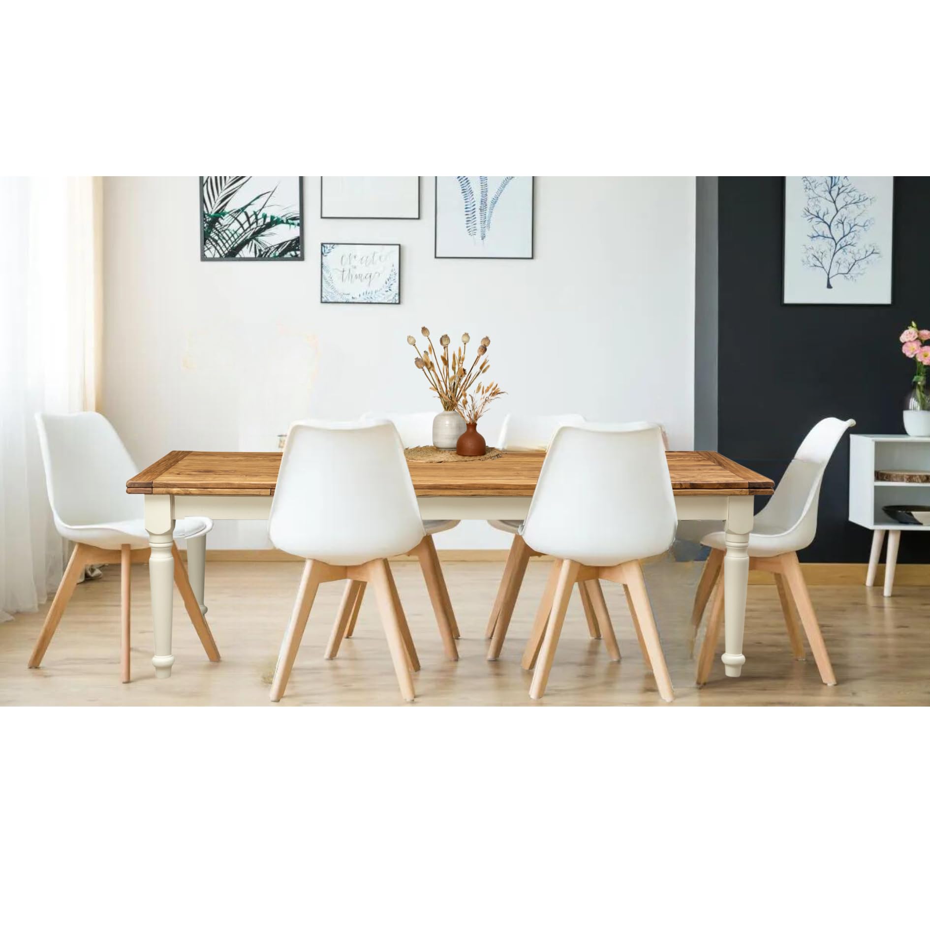Biscottini Stół rozkładany do jadalni 220x100 cm | Stół kuchenny z litego drewna