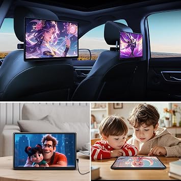 15.6 inch Portable Android Car Headrest TV,Support Phone WiFi Bluetooth SD USB HDMI Connection Car Video Player (4G Ram+64G Rom-2PCS) (15.6 4+64 1pcs)