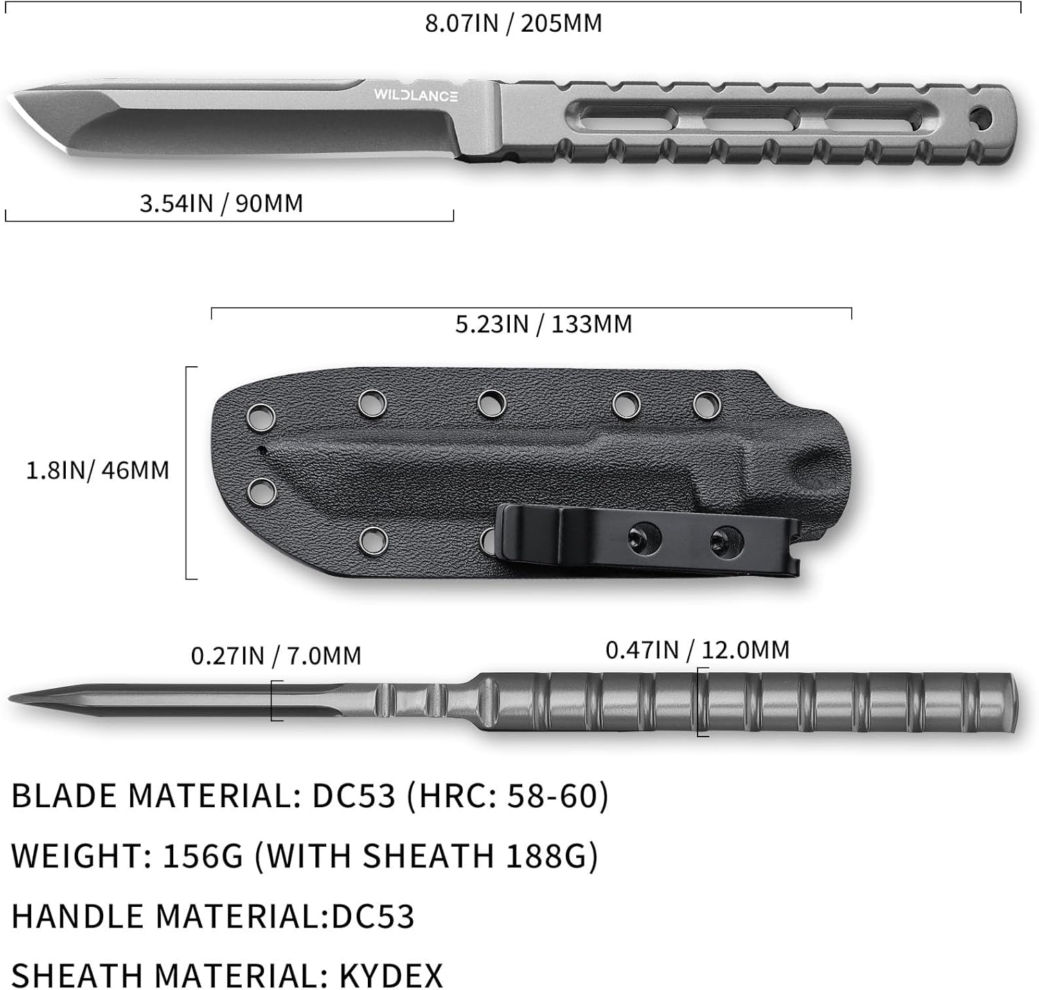 EDC Fixed Blade Knife with Sheath, Camping Knife Fixed Blade 3.54" Outdoor Survival Blade Full Tang Hunting Knives for Men Women BS-03