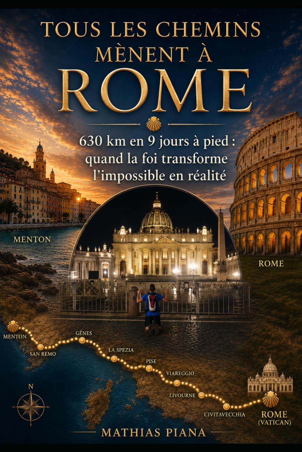 Tous les chemins mènent à Rome: 630 km en 9 jours à pied : quand la foi transforme l’impossible en réalité