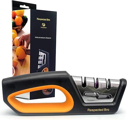 Afilador de cuchillos y tijeras 4 en 1, herramienta de afilador de cuchillos de cocina de alta calidad, ayuda a preparar cuchillas de restauración y