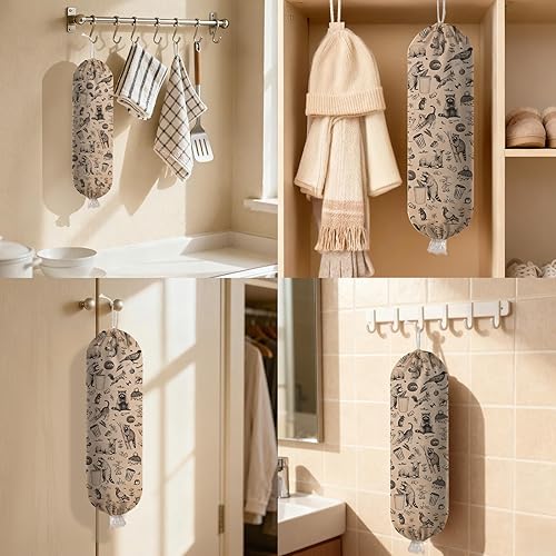 Miniatura 7 de Dispensador de bolsas de plástico, organizador de bolsas de plástico para comestibles y bolsas de basura de papel para montaje en pared,