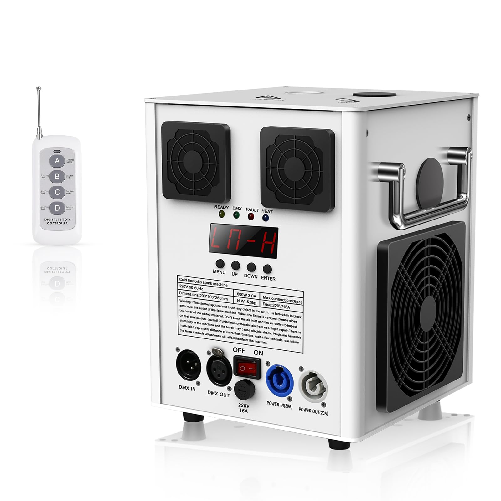 530W Macchina Pirotecnica per Fuochi d'artificio Cold Spark, DMX Effetto Macchina per Palcoscenico con Telecomando, per Bar, Feste, Halloween, Natale, Matrimoni, Concerti