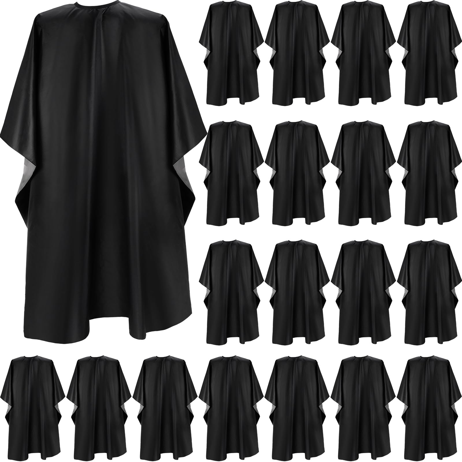 Foaincore 20 Stück Professionelle Haarschneideumhang Salon Nylon Cape Barber Styling Cape mit Schnappverschluss Haarumhänge, Schwarz, 59 x 51 Inches